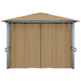 Gazebo with Curtain 400x300 cm Taupe Aluminium - Close-Up Angle