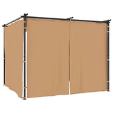 Gazebo with Curtains 3x3 m Taupe Steel - Front View