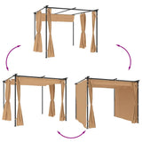 Gazebo with Curtains 3x3 m Taupe Steel - Close-Up Angle
