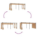 Gazebo with Curtains 6x3 m Taupe Steel - Low Angle