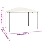 Gazebo 384x281x270 cm Cream 180 g/m²