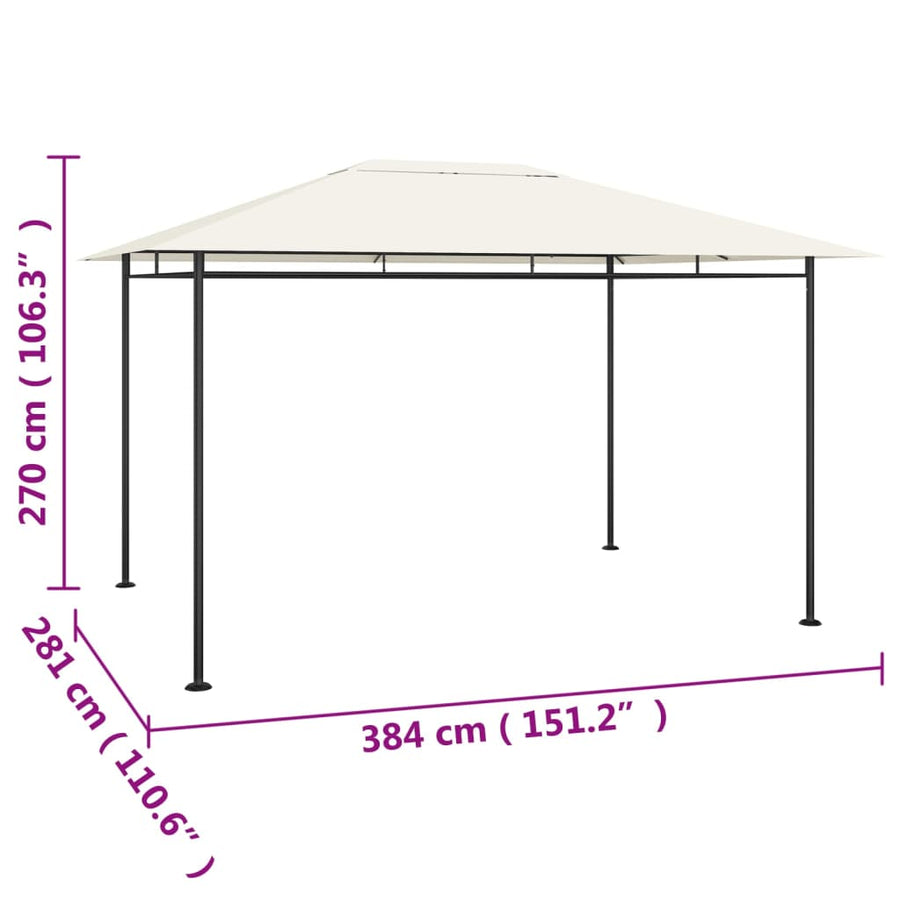 Gazebo 384x281x270 cm Cream 180 g/m²