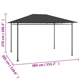 Gazebo 384x281x270 cm Anthracite 180 g/m? - 45-Degree Angle