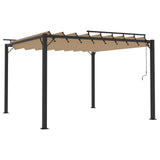 Gazebo with Louvered Roof 3x3 m Taupe Fabric and Aluminium - Front View