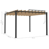 Gazebo with Louvered Roof 3x3 m Taupe Fabric and Aluminium - Low Angle