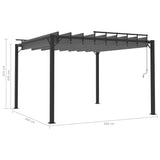 Gazebo with Louvered Roof 3x3 m Anthracite Fabric and Aluminium - Low Angle