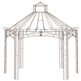 Garden Pavilion Antique Brown 400x258x378 cm Iron - Front View