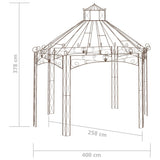 Garden Pavilion Antique Brown 400x258x378 cm Iron - Rear View