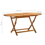 Folding Garden Table 160x85x75 cm Solid Acacia Wood - Close-Up Angle