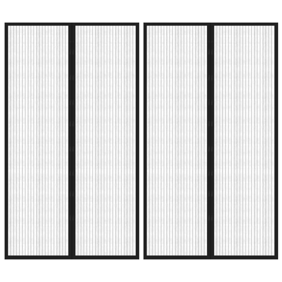Insect Door Curtains 2 pcs with Magnet Blocks Black 200x80 cm