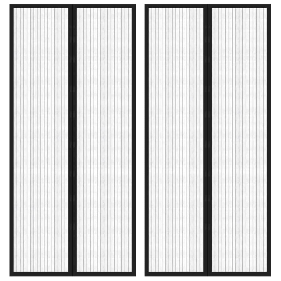 Insect Door Curtains 2 pcs with Magnet Blocks Black 210x90 cm