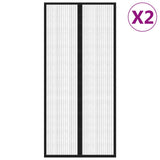 Insect Door Curtains 2 pcs with Magnet Blocks Black 210x90 cm - Front View