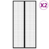 Insect Door Curtains 2 pcs with Magnet Blocks Black 220x100 cm - Front View
