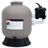 Pool Sand Filter with Side Mount 6-Way Valve Grey - Front View