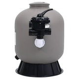 Pool Sand Filter with Side Mount 6-Way Valve Grey - Side View