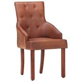 Dining Chairs 4 pcs Brown Real Goat Leather