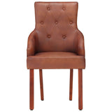 Dining Chairs 4 pcs Brown Real Goat Leather