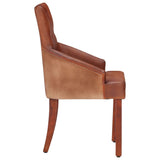 Dining Chairs 4 pcs Brown Real Goat Leather