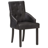 Dining Chairs 4 pcs Black Real Goat Leather - Front View