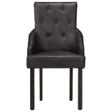 Dining Chairs 4 pcs Black Real Goat Leather - Side View