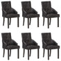 Dining Chairs 6 pcs Black Real Goat Leather