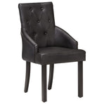 Dining Chairs 6 pcs Black Real Goat Leather