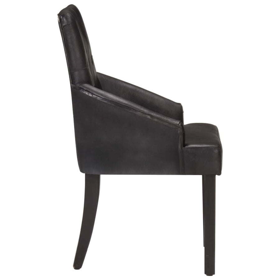 Dining Chairs 6 pcs Black Real Goat Leather