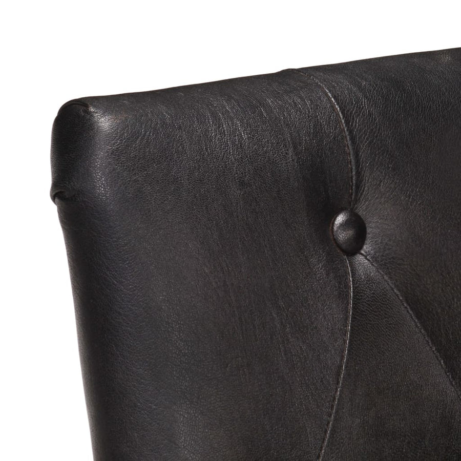 Dining Chairs 6 pcs Black Real Goat Leather