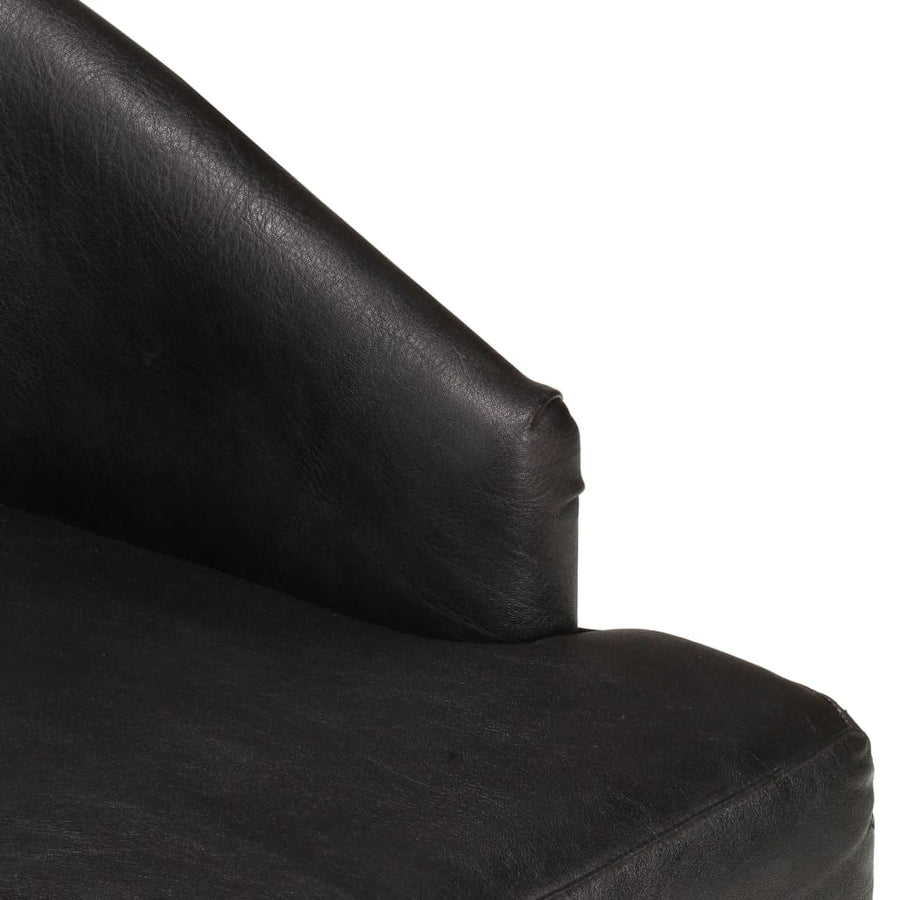 Dining Chairs 6 pcs Black Real Goat Leather