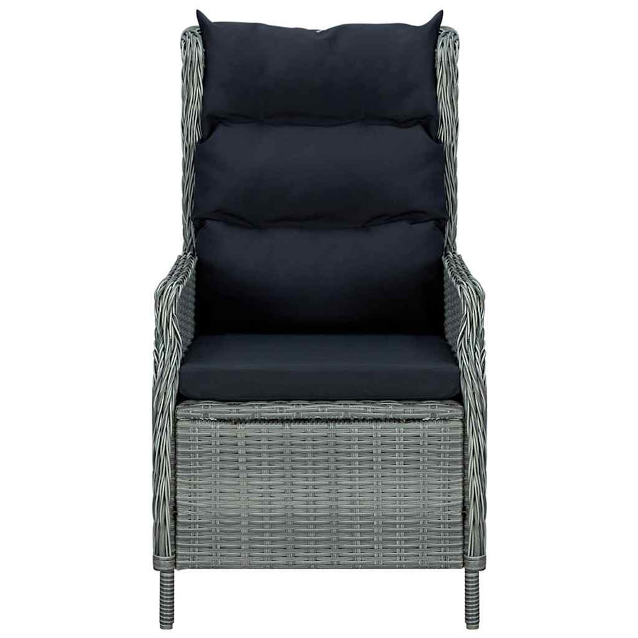 Reclining Garden Chair with Cushions Poly Rattan Light Grey