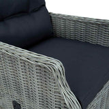 Reclining Garden Chair with Cushions Poly Rattan Light Grey - Rear View