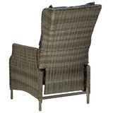 Reclining Garden Chair with Cushions Poly Rattan Brown - 45-Degree Angle