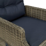 Reclining Garden Chair with Cushions Poly Rattan Brown - Close-Up Angle