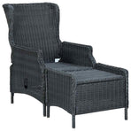Reclining Garden Chair with Footstool Poly Rattan Dark Grey