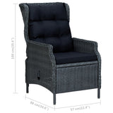 Reclining Garden Chair with Footstool Poly Rattan Dark Grey - Extra Image