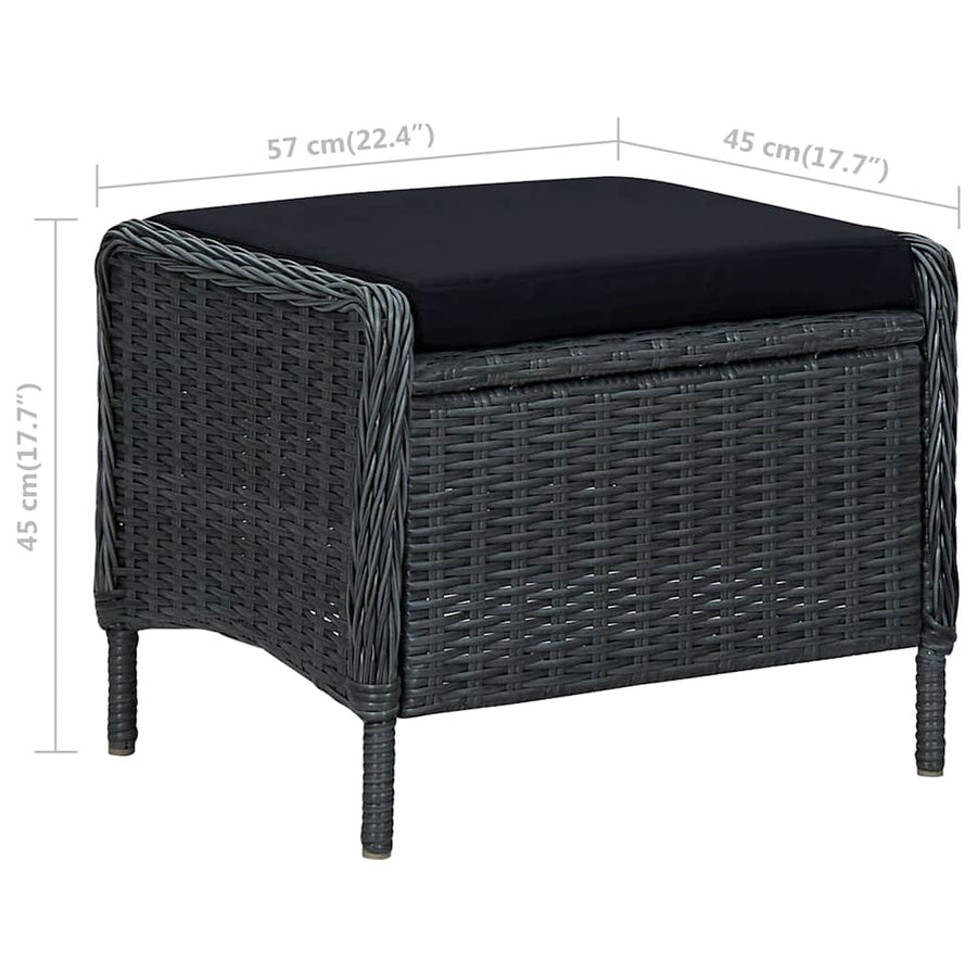Reclining Garden Chair with Footstool Poly Rattan Dark Grey