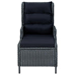 Reclining Garden Chair with Footstool Poly Rattan Dark Grey