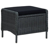 Reclining Garden Chair with Footstool Poly Rattan Dark Grey - Rear View