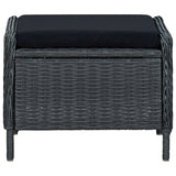 Reclining Garden Chair with Footstool Poly Rattan Dark Grey - Low Angle