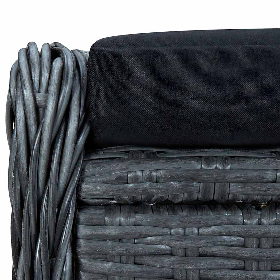 Reclining Garden Chair with Footstool Poly Rattan Dark Grey