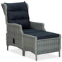 Reclining Garden Chair with Footstool Poly Rattan Light Grey