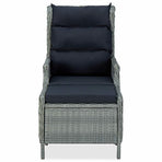 Reclining Garden Chair with Footstool Poly Rattan Light Grey