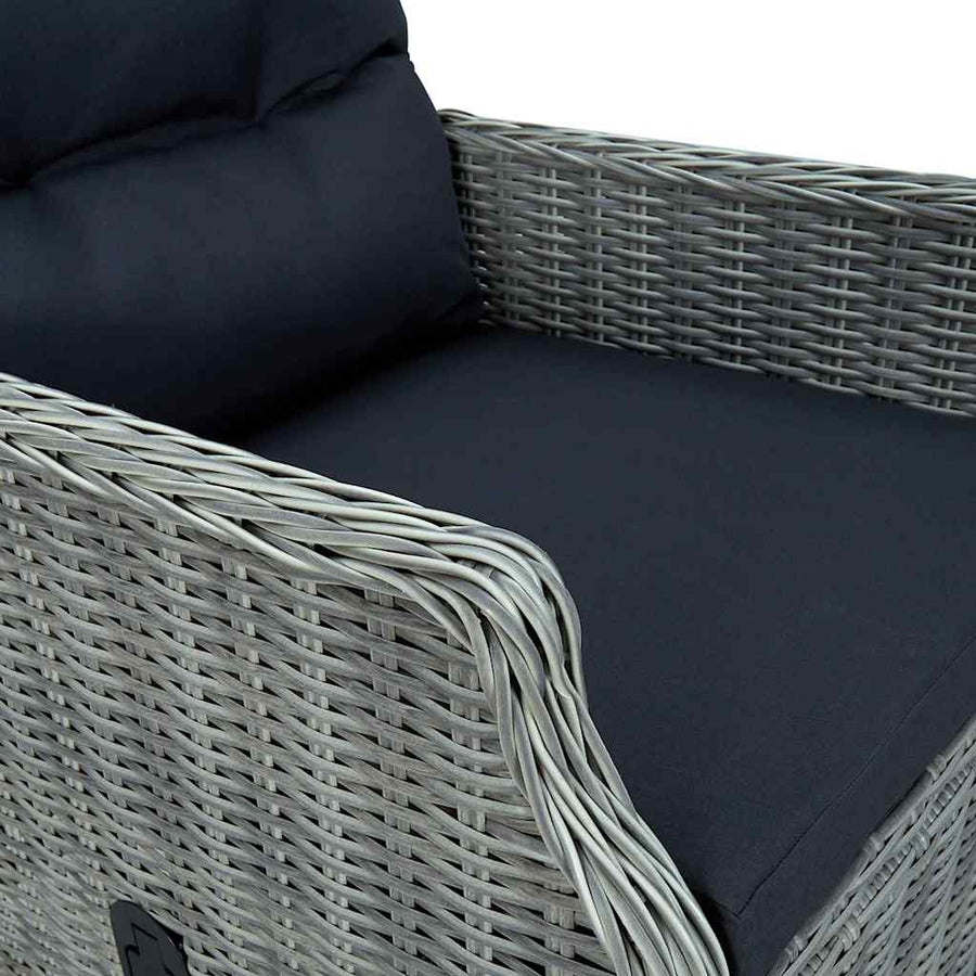 Reclining Garden Chair with Footstool Poly Rattan Light Grey