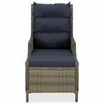 Reclining Garden Chair with Footstool Poly Rattan Brown