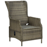 Reclining Garden Chair with Footstool Poly Rattan Brown - 45-Degree Angle