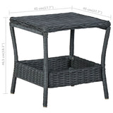 Garden Table Dark Grey 45x45x46.5 cm Poly Rattan - 45-Degree Angle