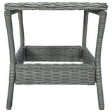 Garden Table Light Grey 45x45x46.5 cm Poly Rattan - Side View