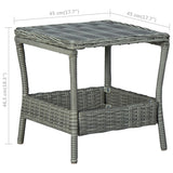 Garden Table Light Grey 45x45x46.5 cm Poly Rattan - 45-Degree Angle