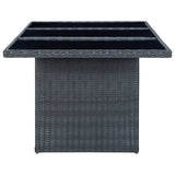 Garden Table Dark Grey Poly Rattan and Tempered Glass - Side View