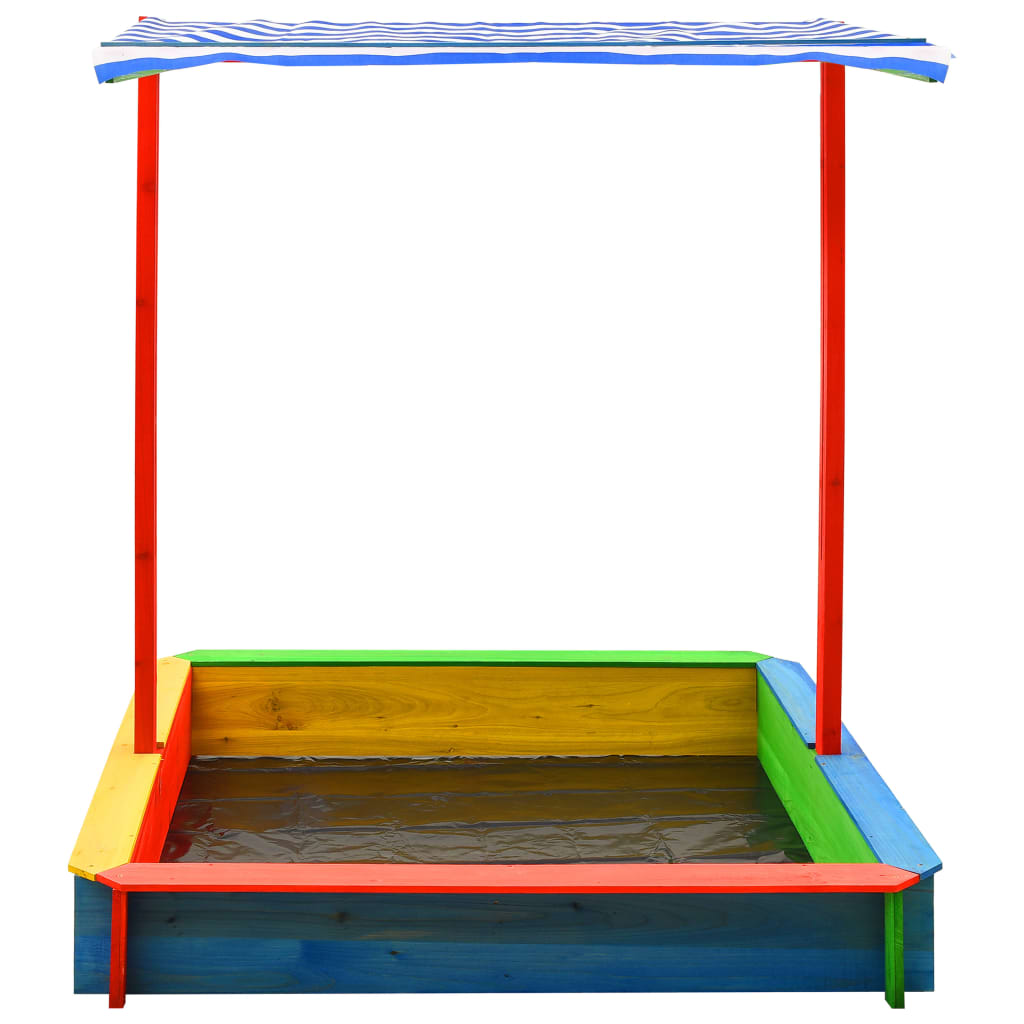 Sandbox With Adjustable Roof Fir Wood Multicolour Uv50
